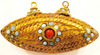 Turquoise & Coral Brass Pendant
