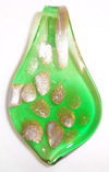 Glass pendant 60mm x 35mm Green & Gold