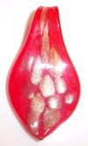 Glass pendant 60mm x 35mm Red & Gold